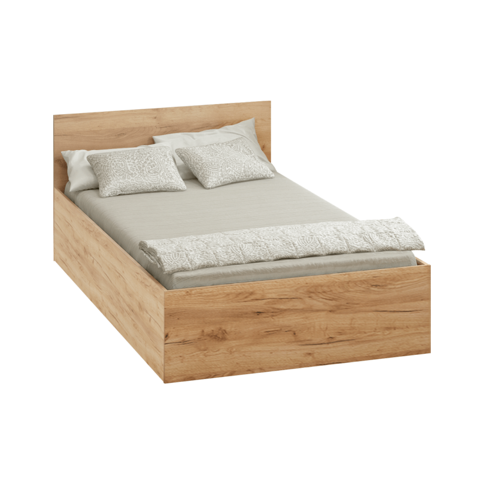 Tempo-Kondela Postel s kovovým roštem a úložným prostorem, 120x200, dub craft zlatý, DOLI