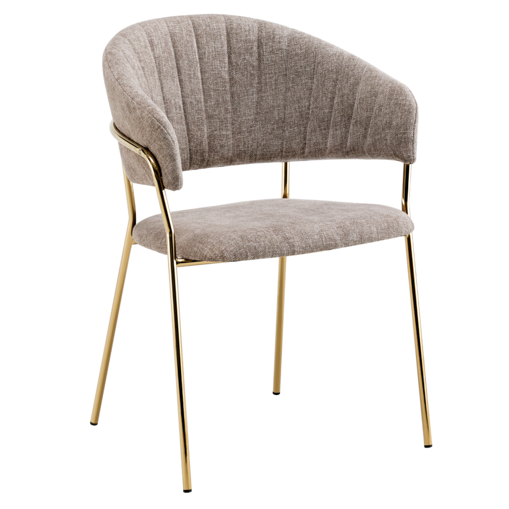 Tempo-Kondela Designové jídelní křeslo, hnědá látka/gold chrom zlatý, DASMIN TYP 1