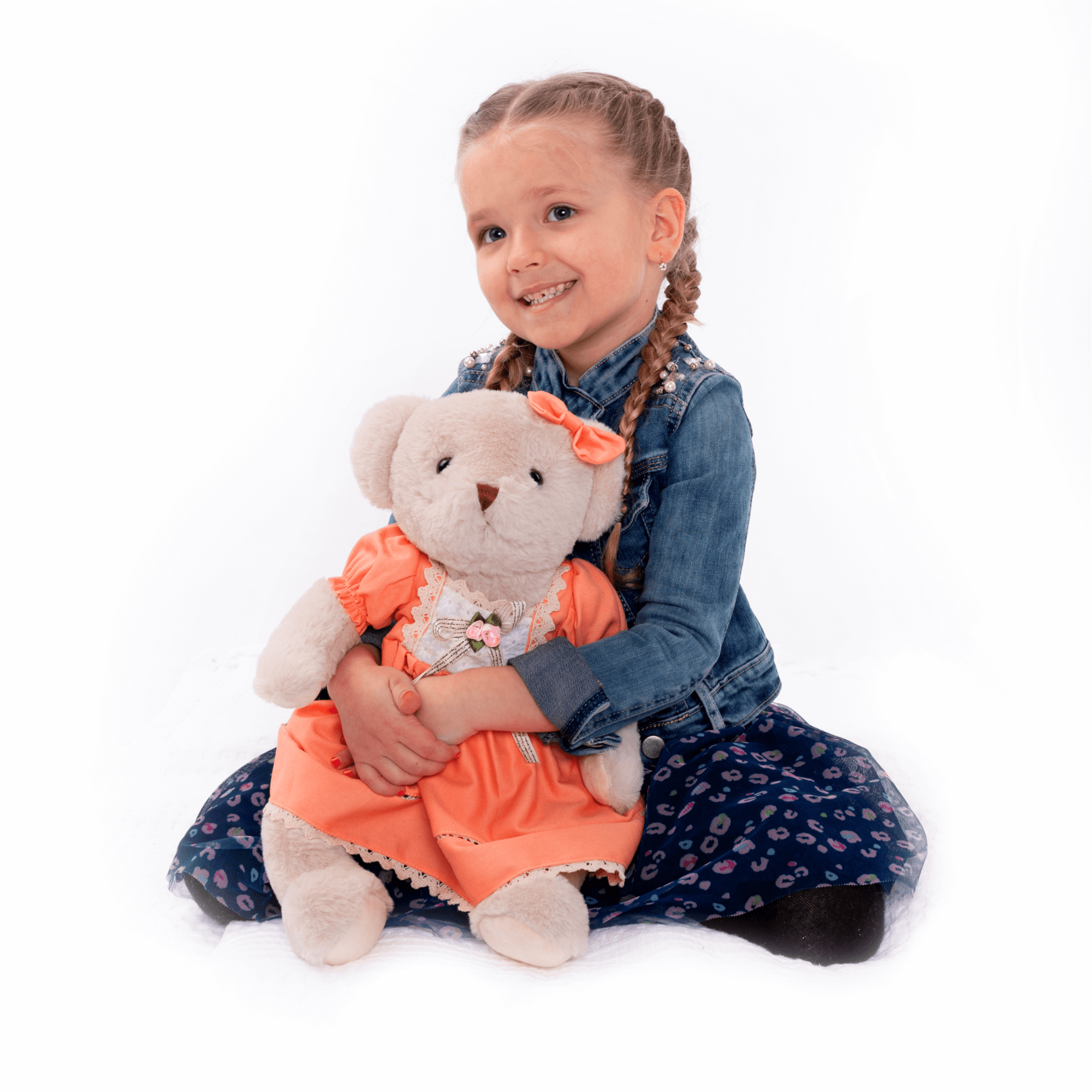 Tempo-Kondela Plyšový medvídek, smetanová / oranžová, 45cm, Maden GIRL TYP1