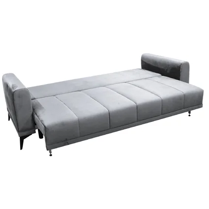 Rozkladacia pohovka v svetlosivej a sivej farbe, model GRACE BIG SOFA, rozložená na lôžko.