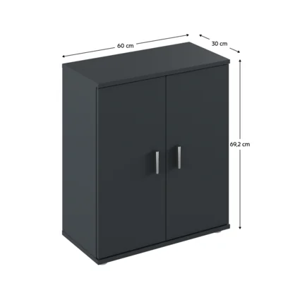 Grafitová komoda ADELI TYP 1 s rozmermi 60 cm šírka, 30 cm hĺbka a 69,2 cm výška