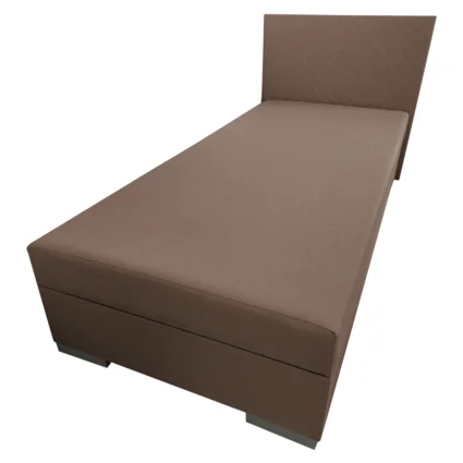 Hnedá boxspringová posteľ, jednolôžko 90x200, model ADARA, s univerzálnym dizajnom.