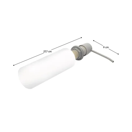 Dávkovač saponátu ku kuchynskému drezu, 400 ml, béžová farba, s rozmermi 27,7 cm na dĺžku fľaše a 9 cm na dĺžku trubice.