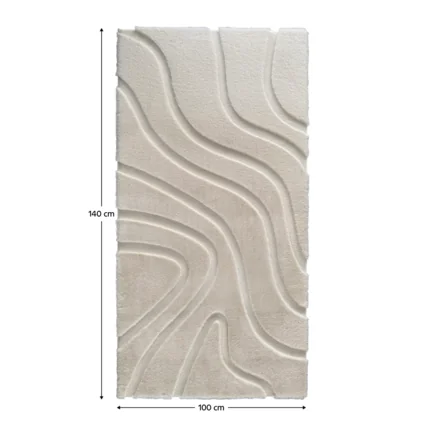 Krémový koberec s 3D vzorom, rozmer 100x140 cm, PUFIN TYP 2