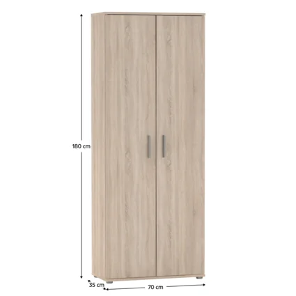 Dvojdverová policová skriňa v dekore dub sonoma s rozmermi 180x70x35 cm