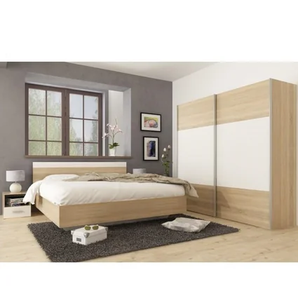 Spálňový komplet (posteľ 180x200 cm), dub sonoma/biela, GABRIELA NEW gabriela-komplet-05