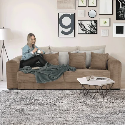 Extra priestranná pohovka, svetlohnedá/béžová/krémová, GILEN BIG SOFA gilen-hneda-interier-01