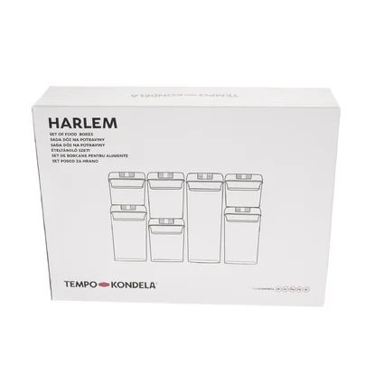 Balenie plastových dóz na potraviny s viečkami, set 7 kusov, značky HARLEM od Tempo Kondela.