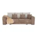 Extra priestranná pohovka GILEN BIG SOFA v svetlohnedej, béžovej a krémovej farbe s vankúšmi a dekou.