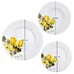 Súprava troch porcelánových tanierov s citrónovým motívom a rozmermi 26,67 cm, 21,59 cm a 19,05 cm.