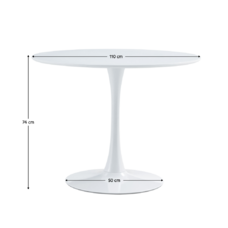Jedálenský stôl, okrúhly, biela matná, priemer 110 cm, REVENTON NEW