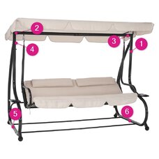 Záhradná hojdačka, rozkladacia, béžová/sivá, NAILA P4, poškodený tovar