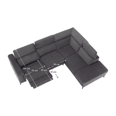 Set canapea de colţ cu funcţie de poziţionare electrică, gri închis, pe dreapta, ELEKTOR