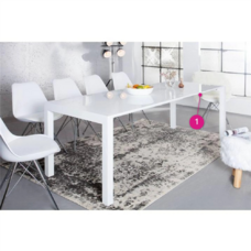 Jedálenský stôl rozkladací, biela vysoký lesk HG, 140-180x80 cm, ASPER NEW TYP 1 P1, poškodený tovar
