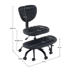 Ergonomski klečalni stol, črno eko usnje/črna, SAMER