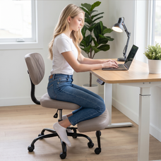 Ergonomikus térdeplőszék, szürkésbarna Taupe ekobőr/fekete, SAMER