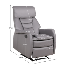 Fotoliu pentru relaxare, piele ecologică gri, KOMFY NEW