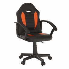 Kancelárske kreslo, ekokoža čierna/oranžová, MADAN NEW P1, poškodený tovar