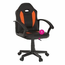 Kancelárske kreslo, ekokoža čierna/oranžová, MADAN NEW P1, poškodený tovar