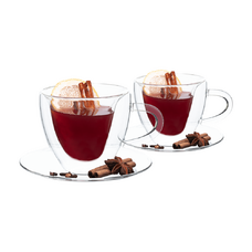 Termo sklenice, set 2 ks, šálek Heart s podšálky, ve tvaru srdce, 150 ml, HOTCOOL TYP 5 R2, rozbalené zboží